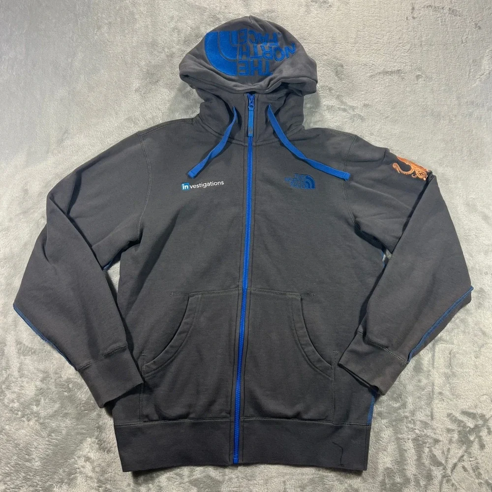 The North Face Full Zip Hoodie Mens Medium Grey Blue LinkedIn Investigations